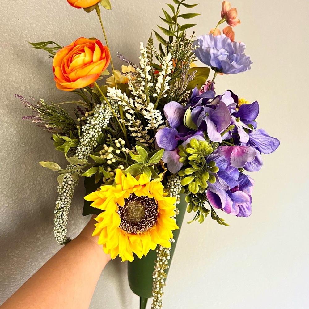 Vibrant Floral Arrangement with Sunflower and Purple Accents